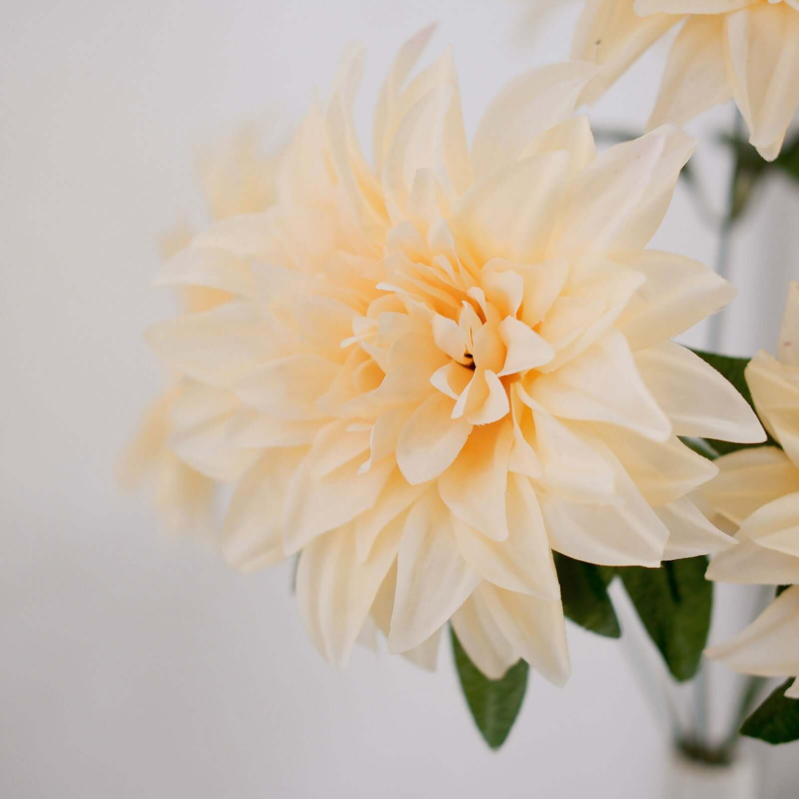2 Bushes 20" Cream Large Head Artificial Dahlia Bouquet, Silk Bridal Flower Decorations - Bell Racket Store