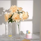 2 Bushes 20" Cream Large Head Artificial Dahlia Bouquet, Silk Bridal Flower Decorations - Bell Racket Store