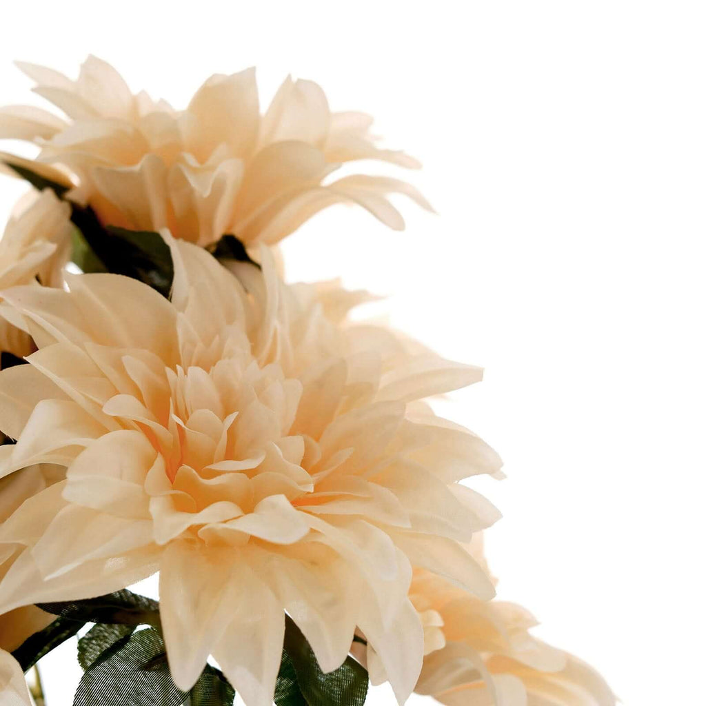 2 Bushes 20" Cream Large Head Artificial Dahlia Bouquet, Silk Bridal Flower Decorations - Bell Racket Store