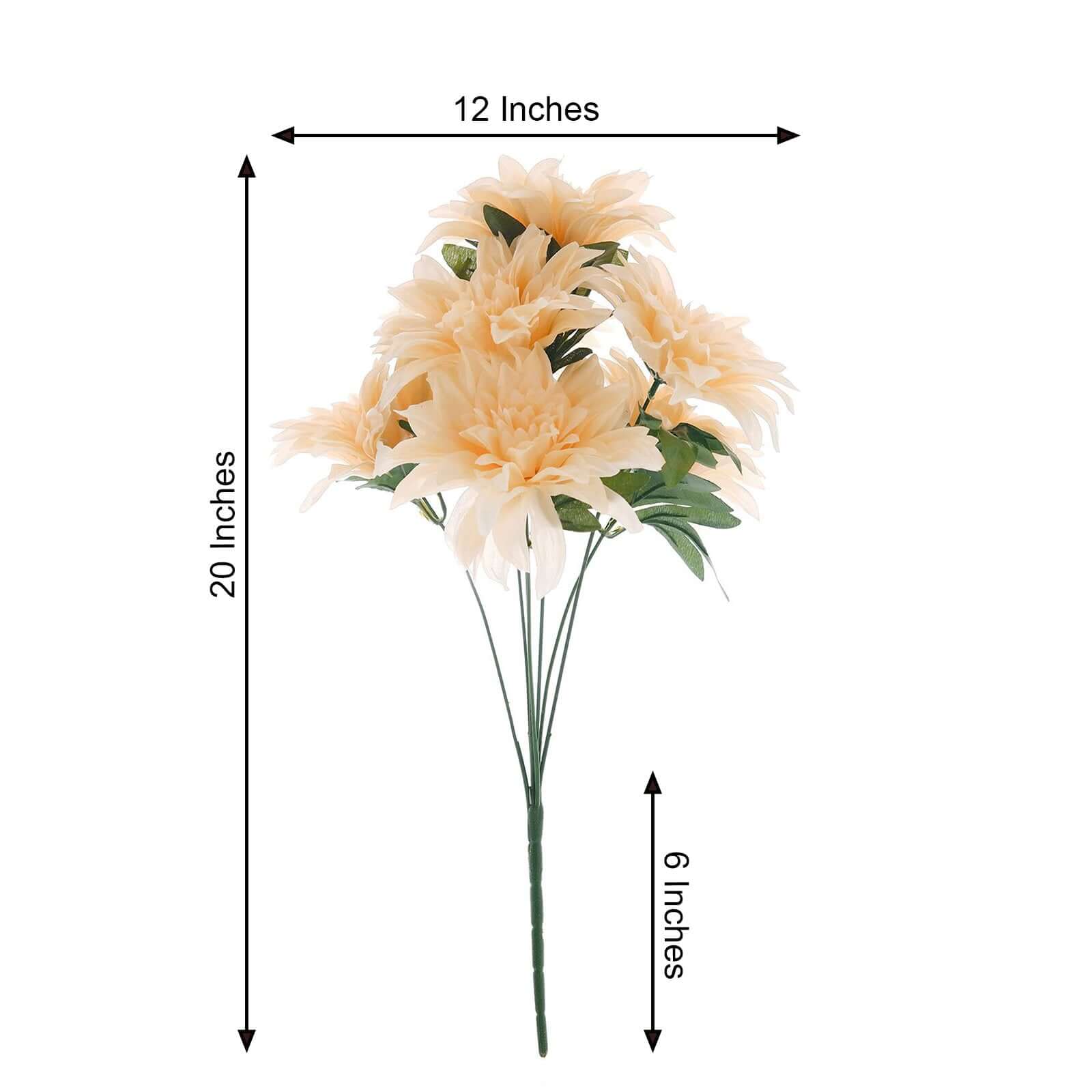 2 Bushes 20" Cream Large Head Artificial Dahlia Bouquet, Silk Bridal Flower Decorations - Bell Racket Store