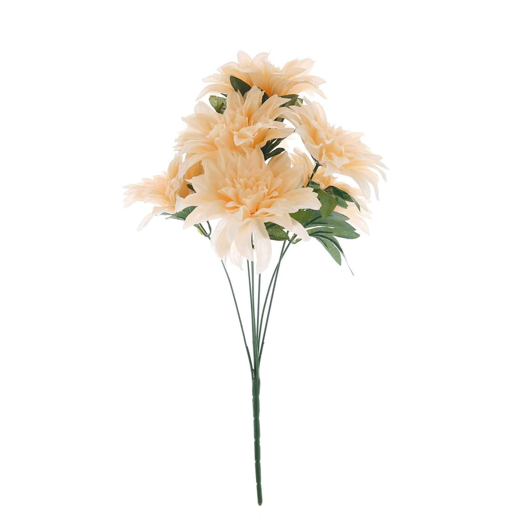 2 Bushes 20" Cream Large Head Artificial Dahlia Bouquet, Silk Bridal Flower Decorations - Bell Racket Store