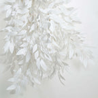 2 Bushes 42" Tall White Artificial Silk Beech Leaf Branches, Faux Plant Stem Vase Fillers - Bell Racket Store