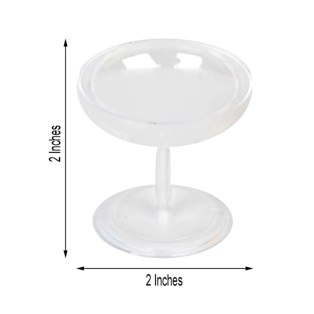 12-Pack Plastic Dessert Cup Candy Dishes Clear - Decorative Mini Pedestal Stands for Treats 2"
