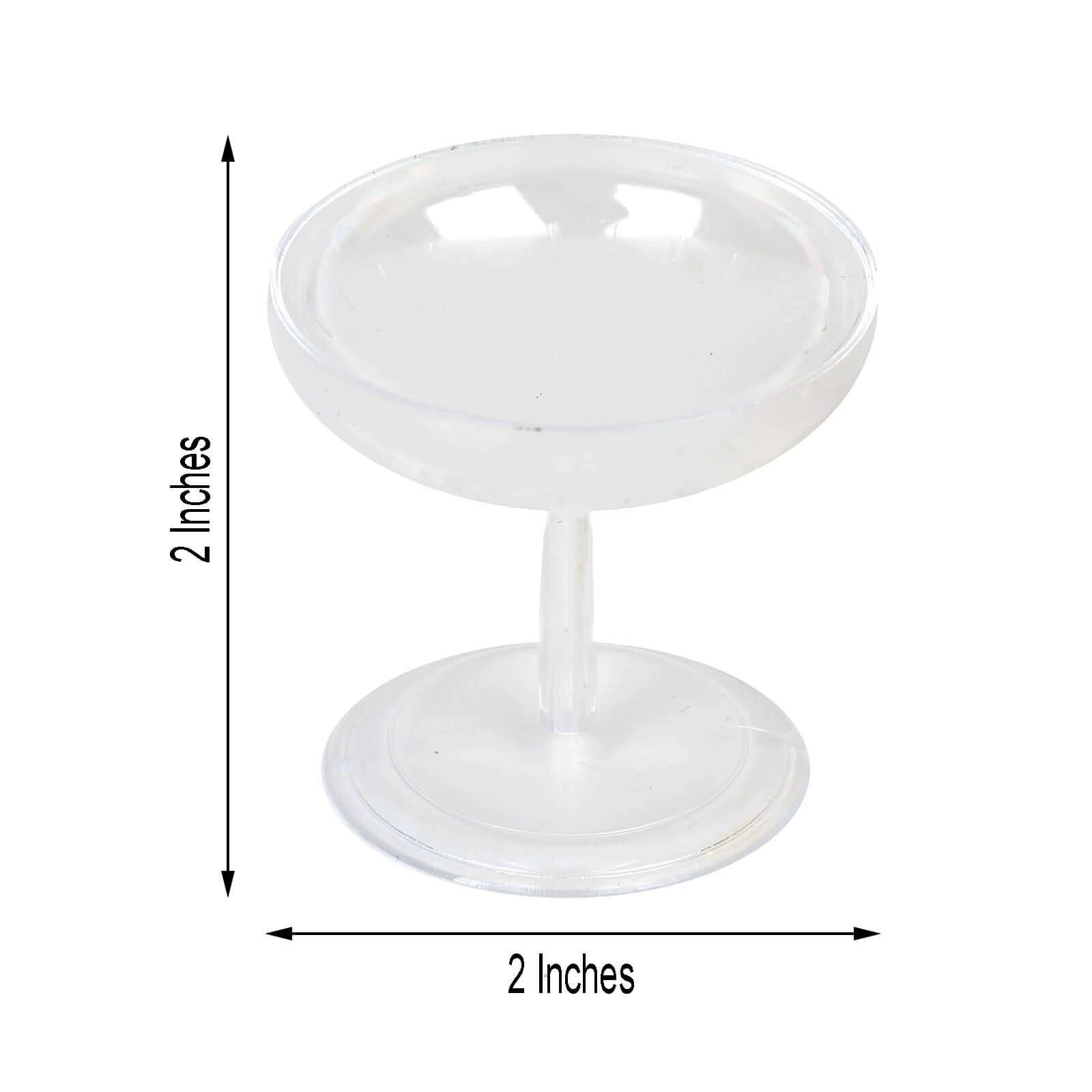 12-Pack Plastic Dessert Cup Candy Dishes Clear - Decorative Mini Pedestal Stands for Treats 2"