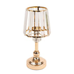 2 - Pack 11" Crystal Pendant Candle Holders - Classic Empire Lamp Shade Style in Gold, Votive Candle Stand For Table Centerpieces - Bell Racket Store