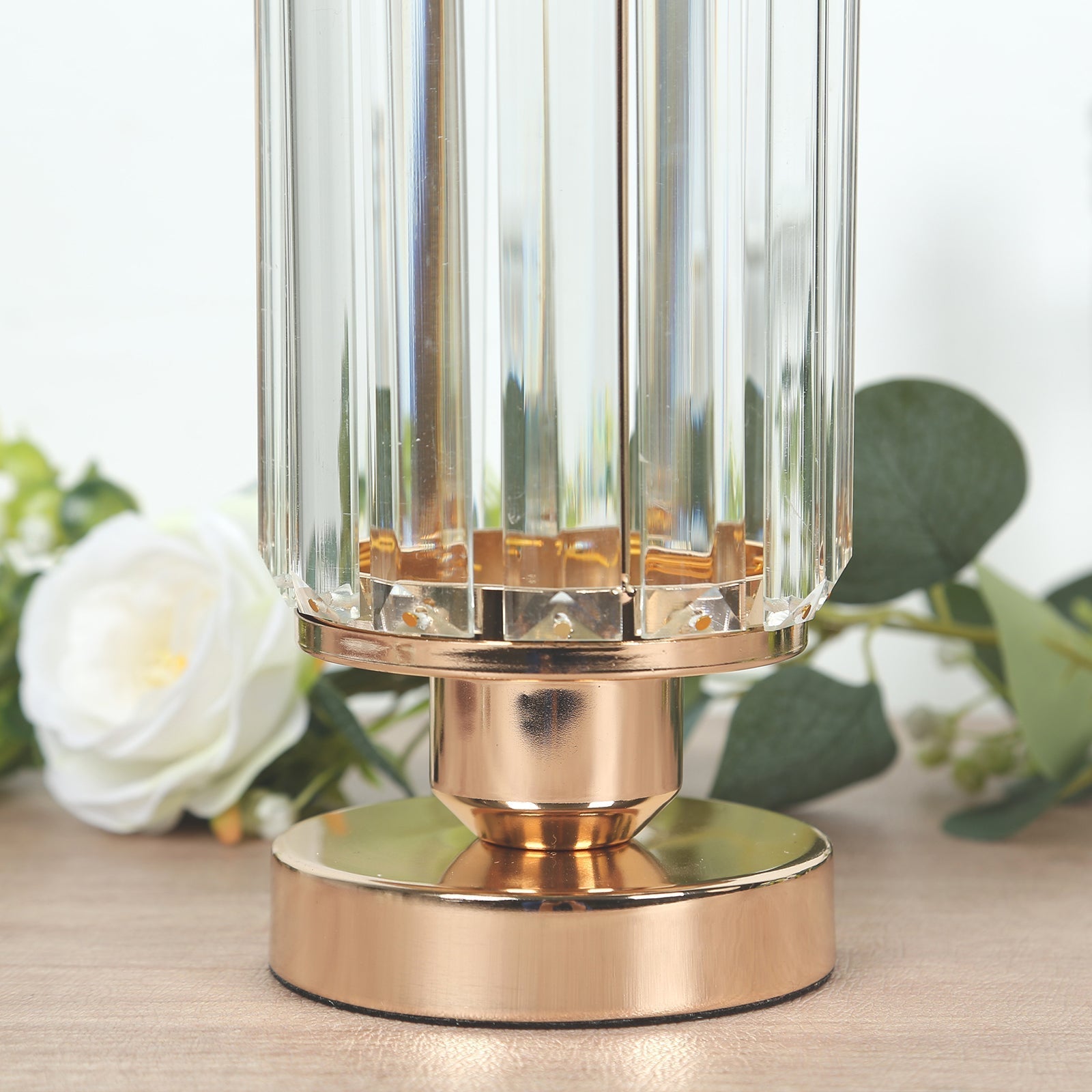 2 Pack 11" Crystal Pendant Hurricane Candle Holders in Gold, Elegant Cylinder Design for Pillar Candles, Short - Stemmed, Decorative Table Centerpieces - Bell Racket Store