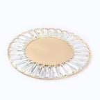 2 Pack 14" Crystal Pendant Metal Charger Plates â€“ Gold Mirror Glass Decorative Round Table Chargers - Bell Racket Store