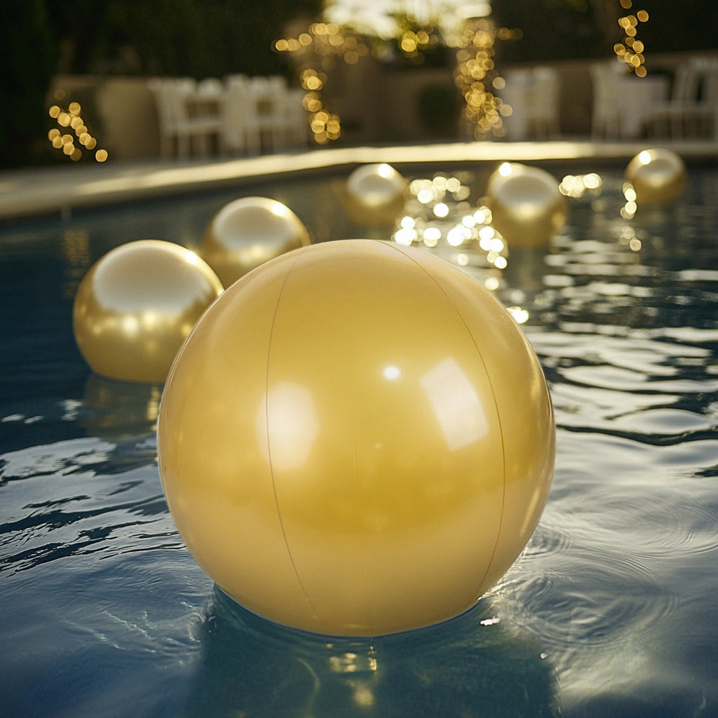 2 Pack 20" Inflatable Gold Decorative Balls - Round Vinyl Pool and Party Balls, Lightweight & Fun - Bell Racket Store