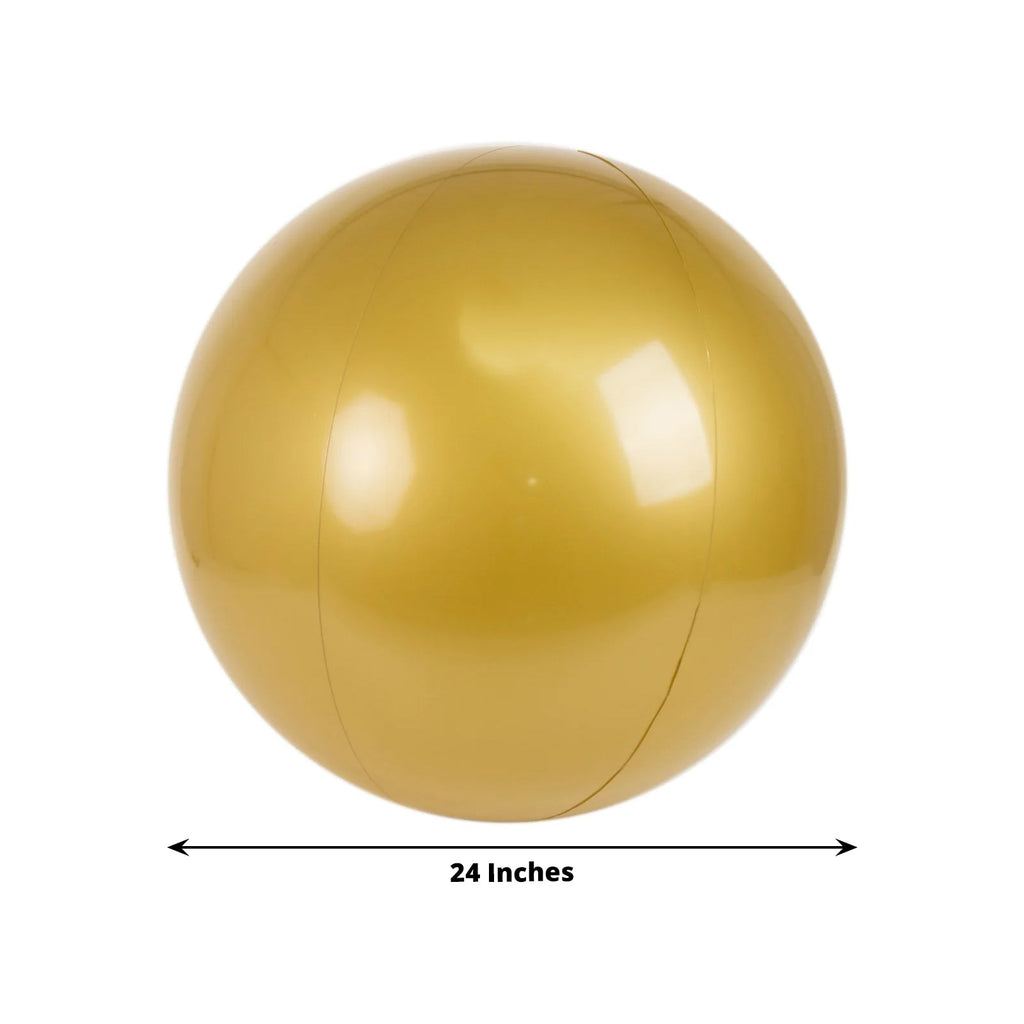 2 Pack 24" Inflatable Gold Decorative Balls - Round Vinyl Pool and Party Balls, Lightweight & Fun - Bell Racket Store