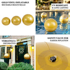 2 Pack 24" Inflatable Gold Decorative Balls - Round Vinyl Pool and Party Balls, Lightweight & Fun - Bell Racket Store