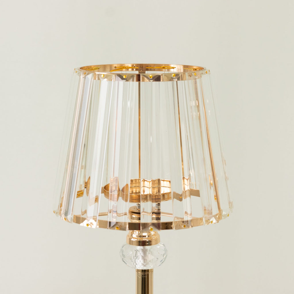 2 - Pack 25" Crystal Pendant Candle Holders, Classic Empire Lamp Shade Style in Gold, Votive Candle Stand for Table Centerpieces - Bell Racket Store