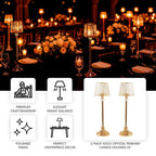 2 - Pack 25" Crystal Pendant Candle Holders, Classic Empire Lamp Shade Style in Gold, Votive Candle Stand for Table Centerpieces - Bell Racket Store