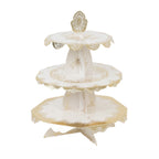 2 - Pack 3 - Tier Cupcake Display Stands with Vintage Floral Pattern, White Gold Round Cardboard Dessert Towers - 15" - Bell Racket Store