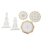 2 - Pack 3 - Tier Cupcake Display Stands with Vintage Floral Pattern, White Gold Round Cardboard Dessert Towers - 15" - Bell Racket Store