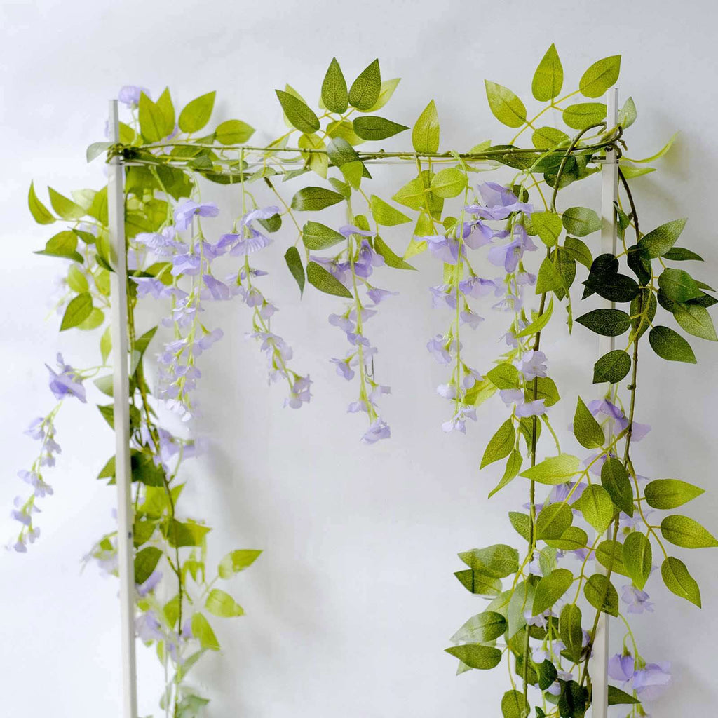2 Pack 6ft Lavender Lilac Artificial Wisteria Flower Garland Hanging Vines, Silk Floral Garland Wedding Arch Decor - Bell Racket Store
