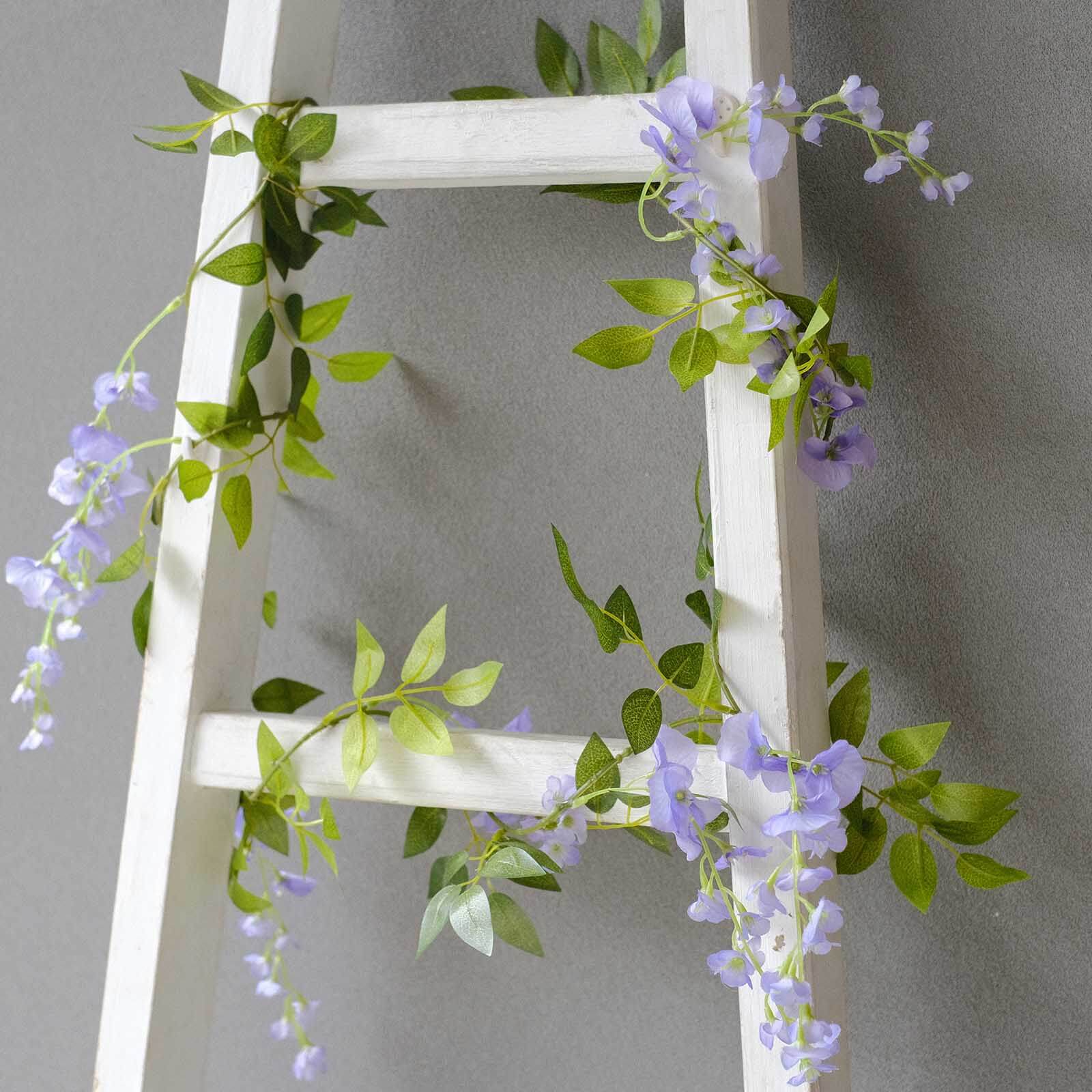 2 Pack 6ft Lavender Lilac Artificial Wisteria Flower Garland Hanging Vines, Silk Floral Garland Wedding Arch Decor - Bell Racket Store