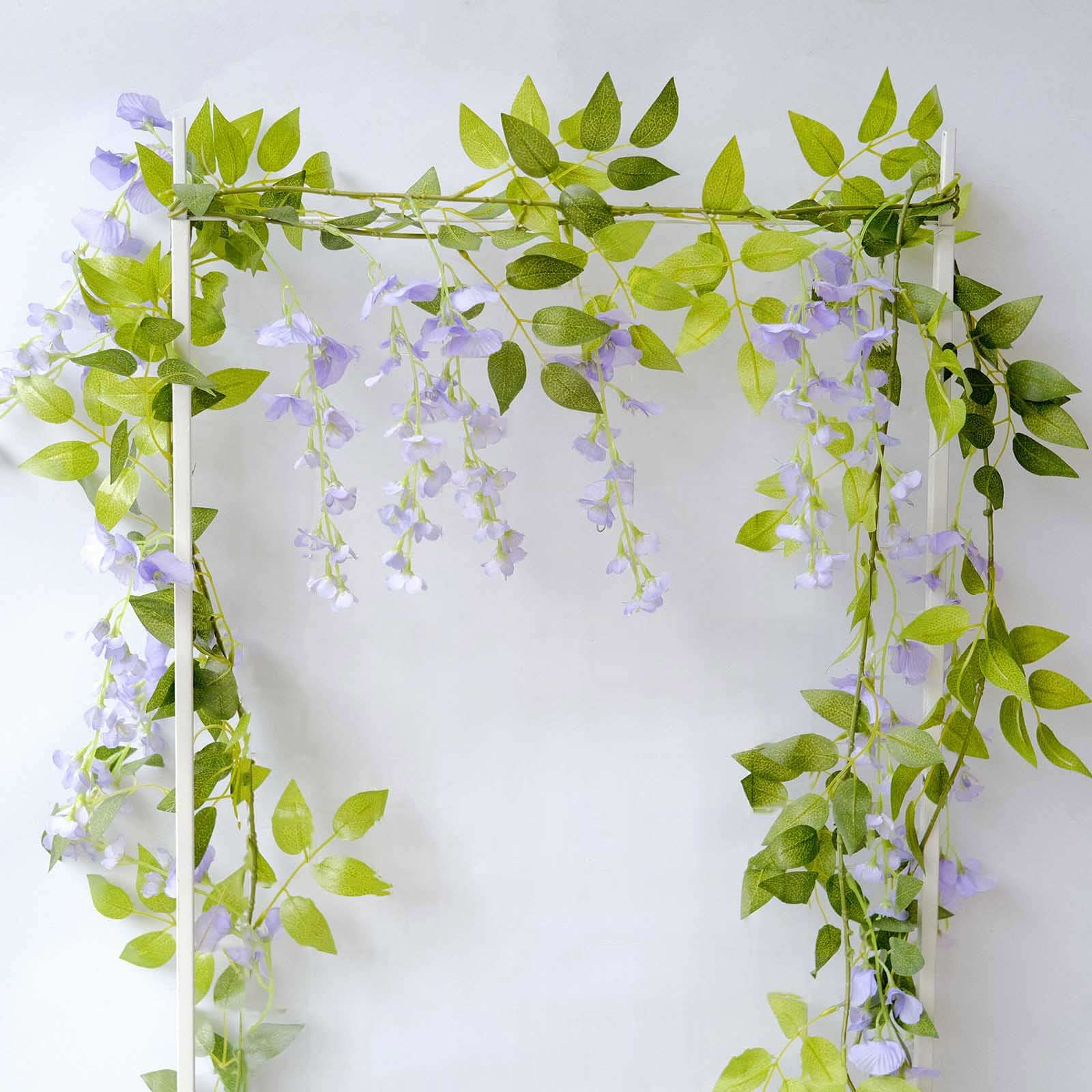 2 Pack 6ft Lavender Lilac Artificial Wisteria Flower Garland Hanging Vines, Silk Floral Garland Wedding Arch Decor - Bell Racket Store