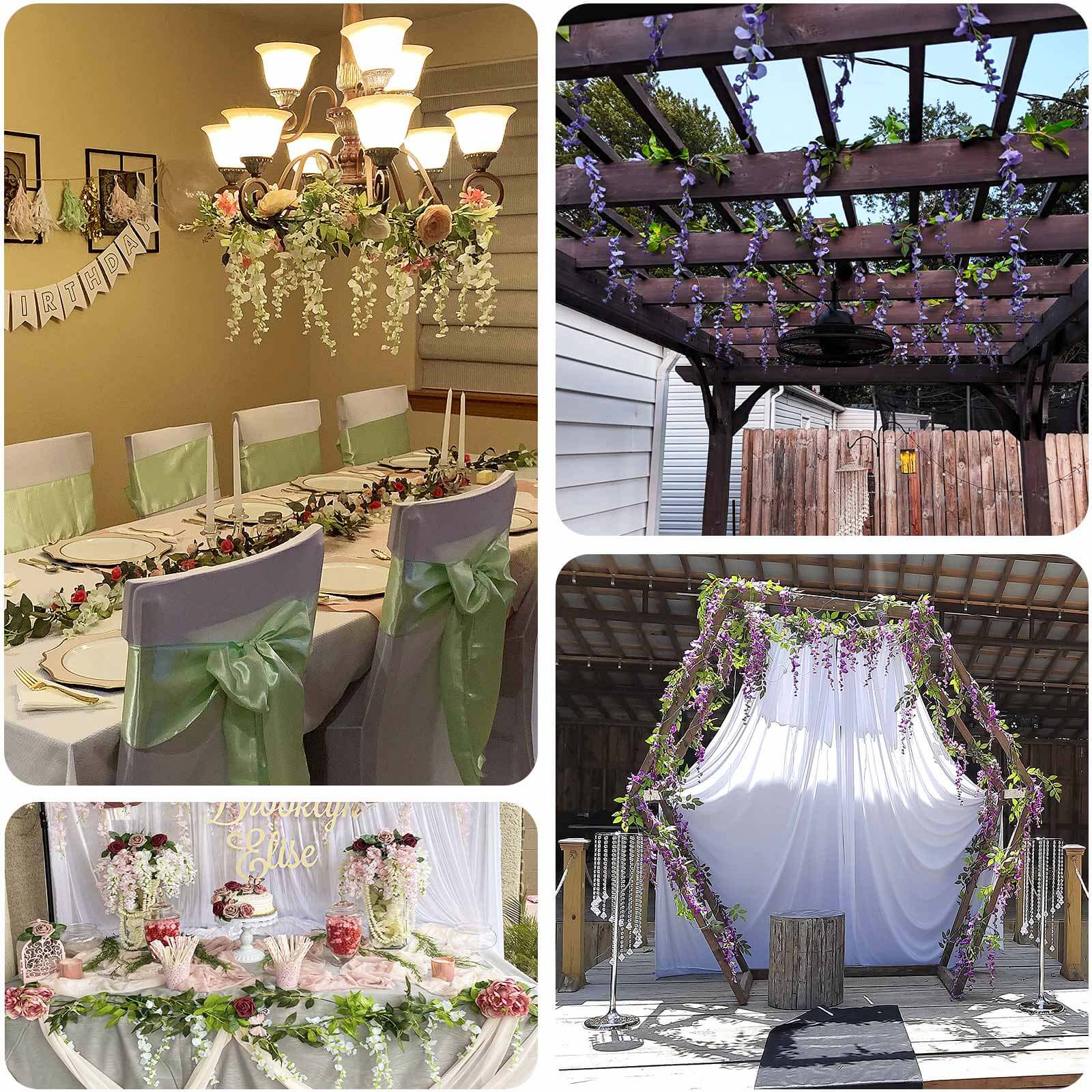 2 Pack 6ft Lavender Lilac Artificial Wisteria Flower Garland Hanging Vines, Silk Floral Garland Wedding Arch Decor - Bell Racket Store