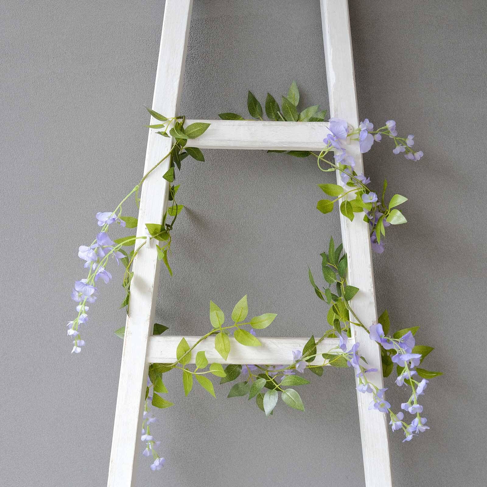 2 Pack 6ft Lavender Lilac Artificial Wisteria Flower Garland Hanging Vines, Silk Floral Garland Wedding Arch Decor - Bell Racket Store