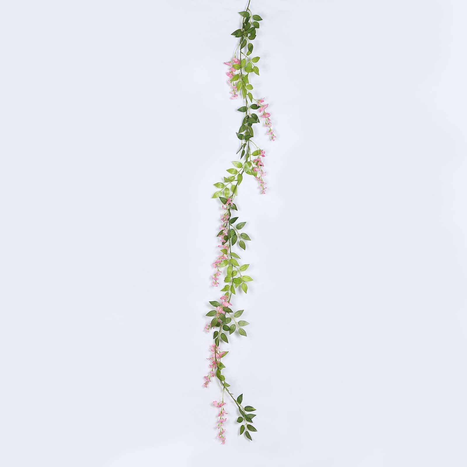 2 Pack 6ft Pink Artificial Wisteria Flower Garland Hanging Vines, Silk Floral Garland Wedding Arch Decor - Bell Racket Store