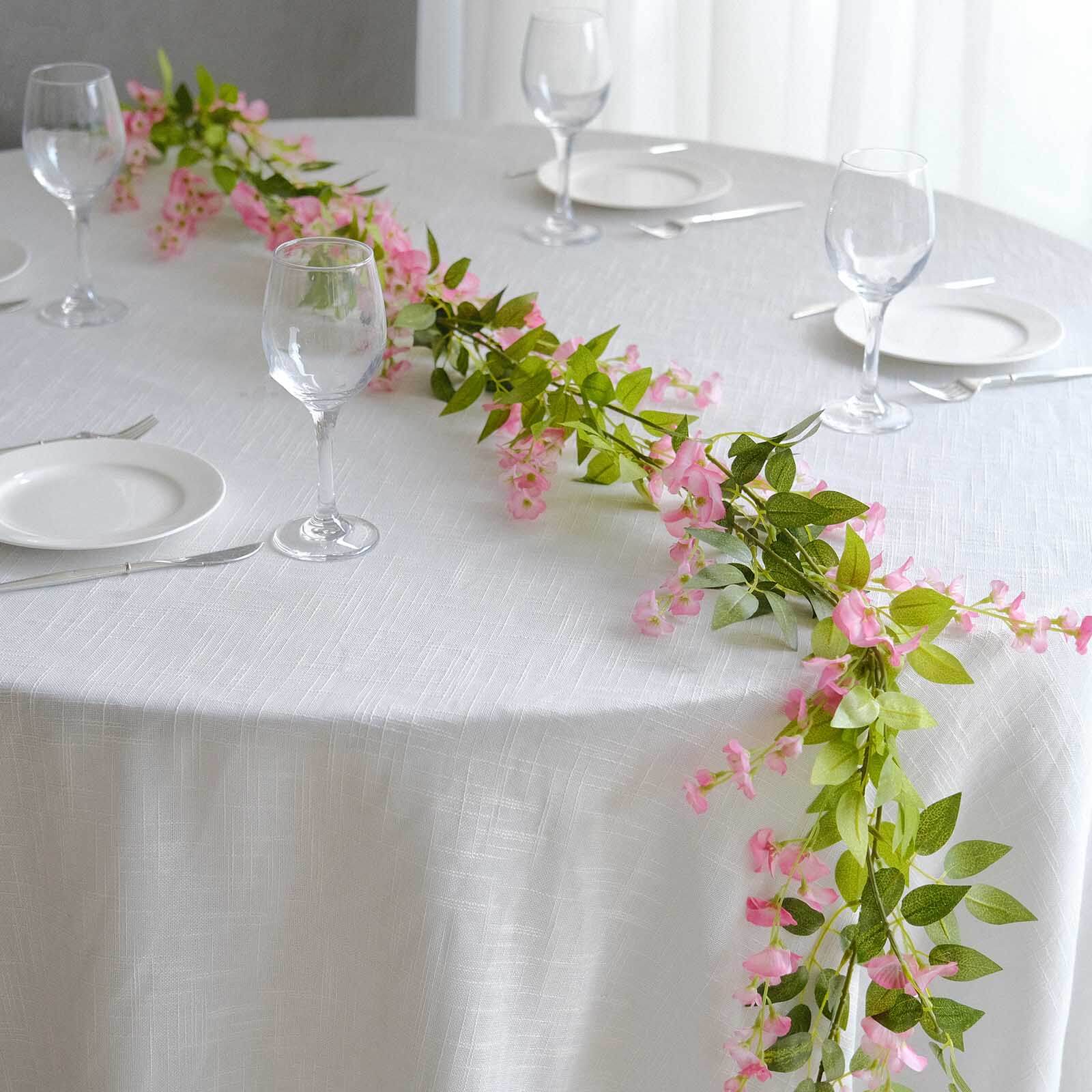 2 Pack 6ft Pink Artificial Wisteria Flower Garland Hanging Vines, Silk Floral Garland Wedding Arch Decor - Bell Racket Store