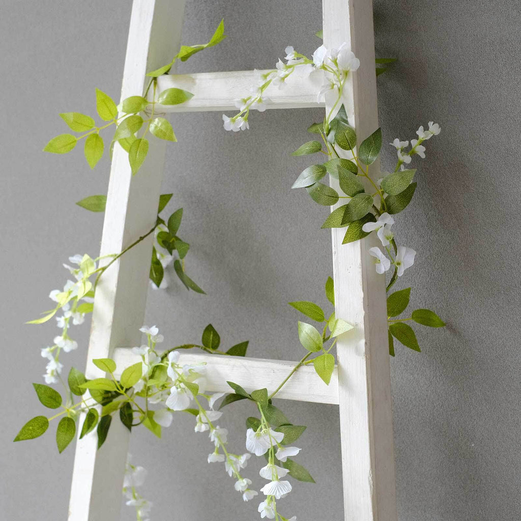 2 Pack 6ft White Artificial Wisteria Flower Garland Hanging Vines, Silk Floral Garland Wedding Arch Decor - Bell Racket Store