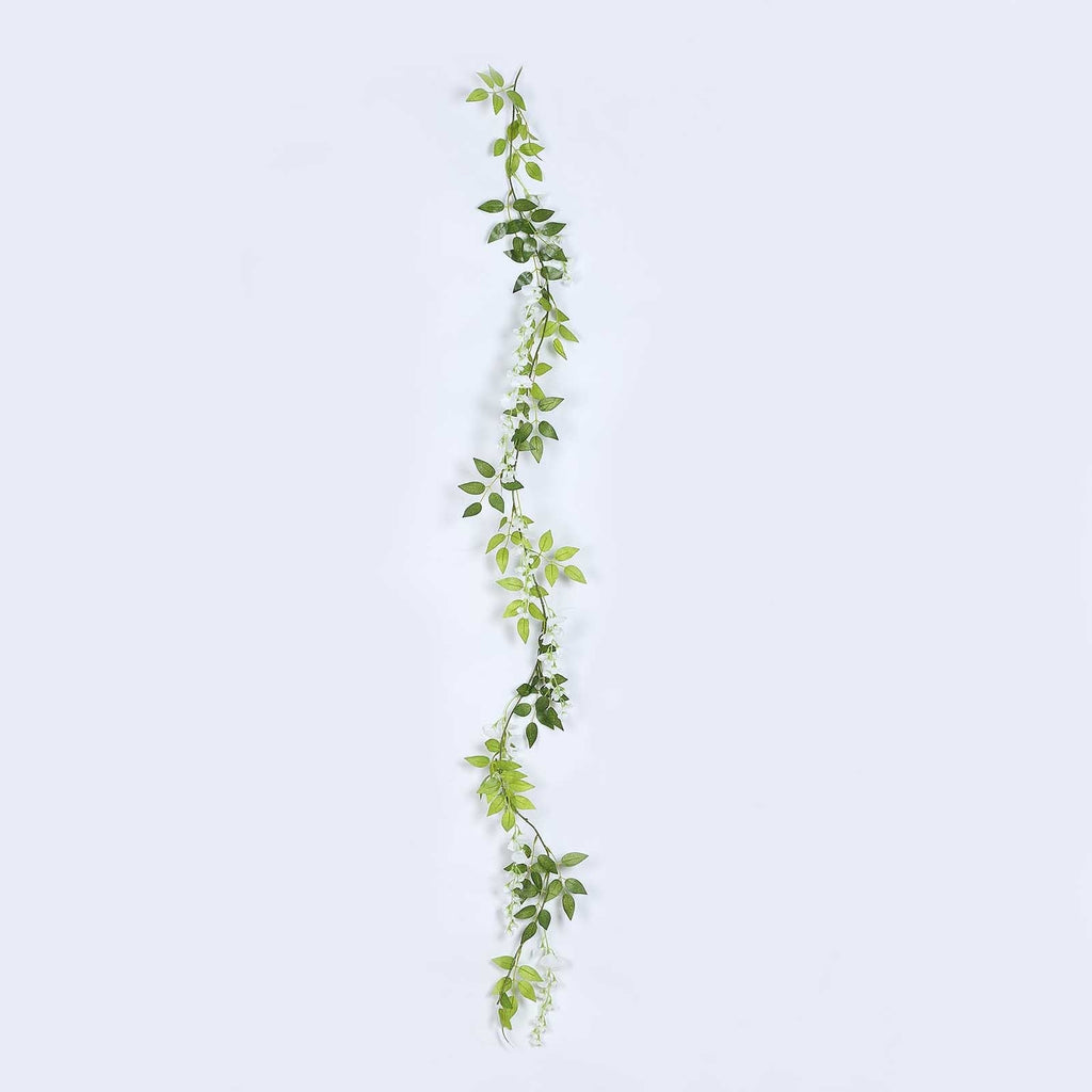 2 Pack 6ft White Artificial Wisteria Flower Garland Hanging Vines, Silk Floral Garland Wedding Arch Decor - Bell Racket Store