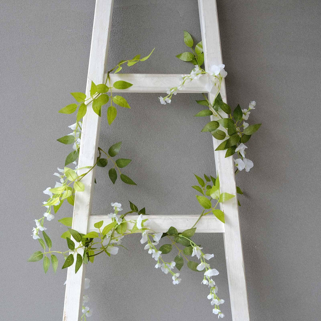 2 Pack 6ft White Artificial Wisteria Flower Garland Hanging Vines, Silk Floral Garland Wedding Arch Decor - Bell Racket Store
