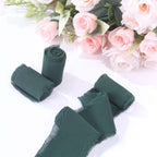 2 Pack 6yds Hunter Emerald Green Silk - Like Chiffon Ribbon Roll, DIY Wedding Bouquet Linen Wrap - Bell Racket Store