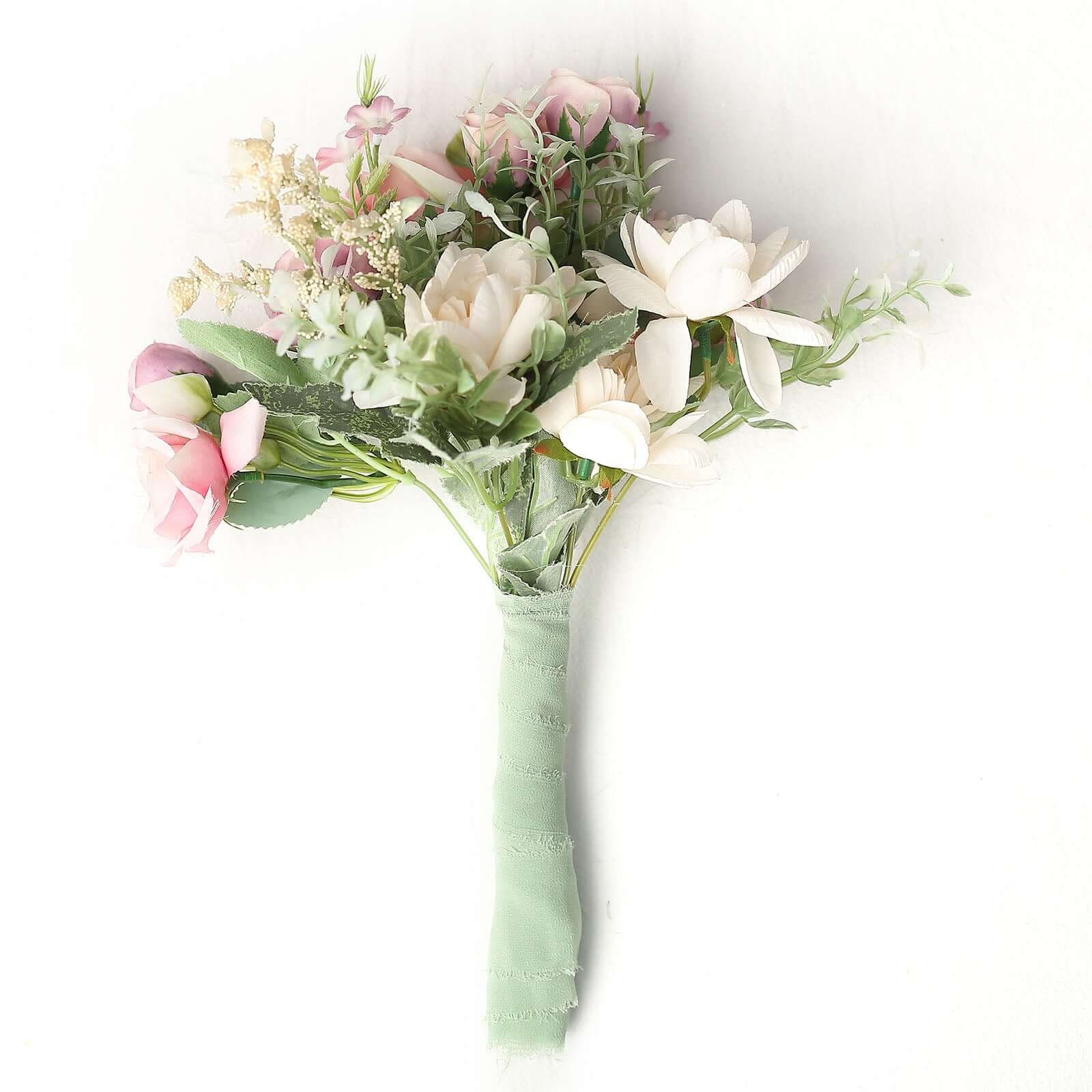 2 Pack 6yds Sage Green Silk - Like Chiffon Ribbon Roll, DIY Wedding Bouquet Linen Wrap - Bell Racket Store