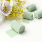 2 Pack 6yds Sage Green Silk - Like Chiffon Ribbon Roll, DIY Wedding Bouquet Linen Wrap - Bell Racket Store