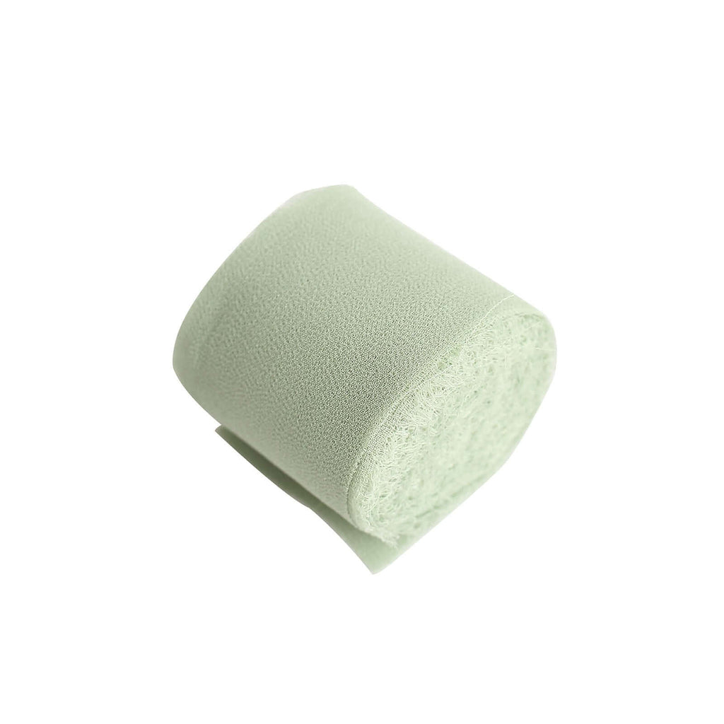 2 Pack 6yds Sage Green Silk - Like Chiffon Ribbon Roll, DIY Wedding Bouquet Linen Wrap - Bell Racket Store