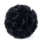 2 Pack 7" Black Artificial Silk Rose Kissing Ball, Faux Flower Ball - Bell Racket Store