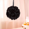 2 Pack 7" Black Artificial Silk Rose Kissing Ball, Faux Flower Ball - Bell Racket Store
