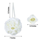 2 Pack 7" Cream Artificial Silk Rose Kissing Ball, Faux Flower Ball - Bell Racket Store