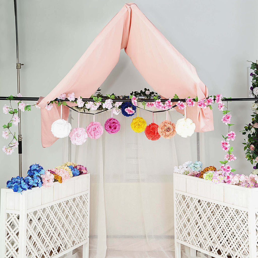 2 Pack 7" Cream Artificial Silk Rose Kissing Ball, Faux Flower Ball - Bell Racket Store