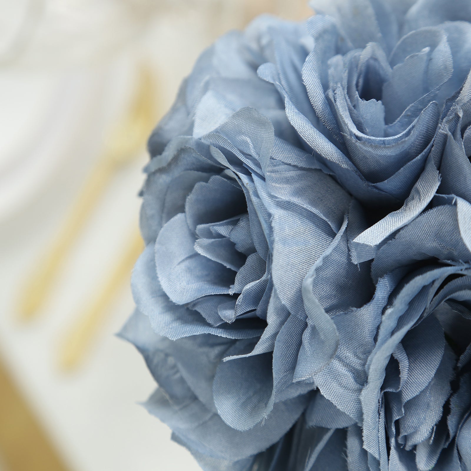 2 Pack 7" Dusty Blue Artificial Silk Rose Kissing Ball, Faux Flower Ball - Bell Racket Store