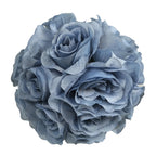2 Pack 7" Dusty Blue Artificial Silk Rose Kissing Ball, Faux Flower Ball - Bell Racket Store