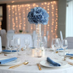 2 Pack 7" Dusty Blue Artificial Silk Rose Kissing Ball, Faux Flower Ball - Bell Racket Store