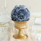 2 Pack 7" Dusty Blue Artificial Silk Rose Kissing Ball, Faux Flower Ball - Bell Racket Store