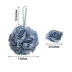 2 Pack 7" Dusty Blue Artificial Silk Rose Kissing Ball, Faux Flower Ball - Bell Racket Store