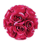 2 Pack 7" Fuchsia Artificial Silk Rose Kissing Ball, Flower Ball - Bell Racket Store