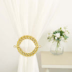 2 Pack 7" Gold Barrette Style Acrylic Crystal Curtain Tie Backs, Round Backdrop Drapery Brooch Holdbacks - Bell Racket Store