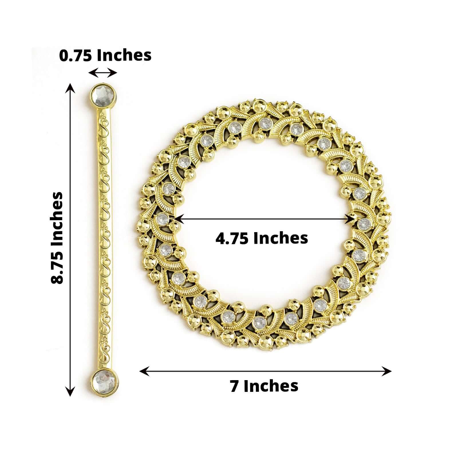 2 Pack 7" Gold Barrette Style Acrylic Crystal Curtain Tie Backs, Round Backdrop Drapery Brooch Holdbacks - Bell Racket Store