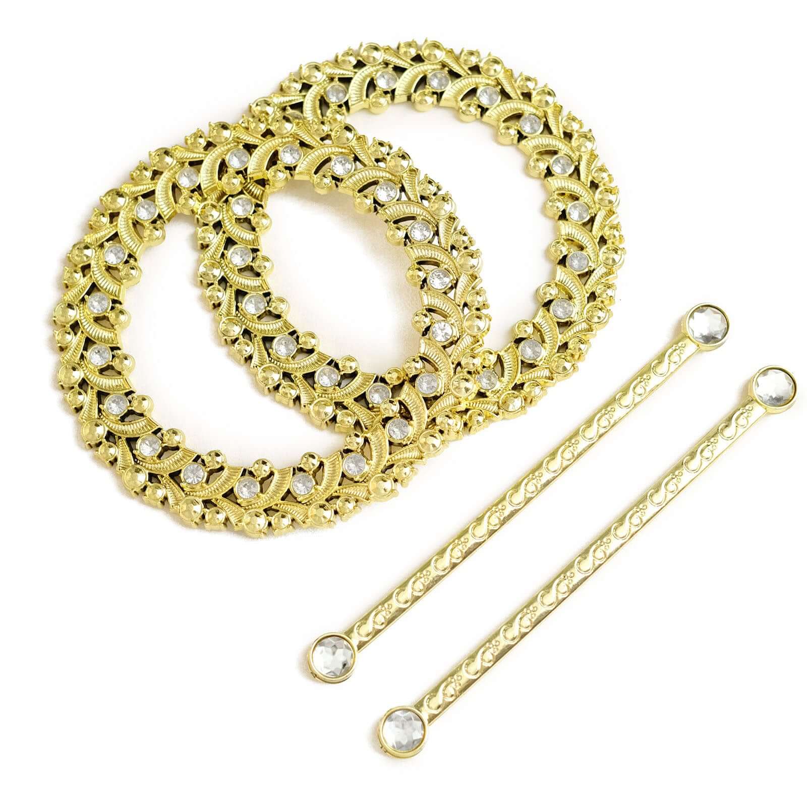 2 Pack 7" Gold Barrette Style Acrylic Crystal Curtain Tie Backs, Round Backdrop Drapery Brooch Holdbacks - Bell Racket Store