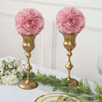 2 Pack 7" Mauve Artificial Silk Rose Kissing Ball, Faux Flower Ball - Bell Racket Store