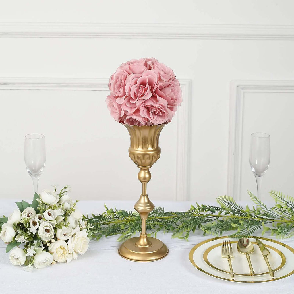 2 Pack 7" Mauve Artificial Silk Rose Kissing Ball, Faux Flower Ball - Bell Racket Store