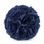 2 Pack 7" Navy Blue Artificial Silk Rose Kissing Ball, Flower Ball - Bell Racket Store