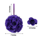 2 Pack 7" Purple Artificial Silk Rose Kissing Ball, Faux Flower Ball - Bell Racket Store