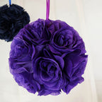 2 Pack 7" Purple Artificial Silk Rose Kissing Ball, Faux Flower Ball - Bell Racket Store